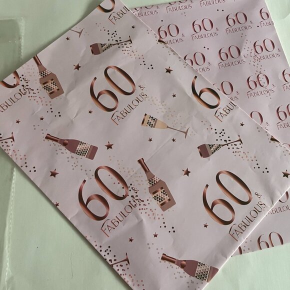60 & Fabulous Birthday Party Wrapping Paper - Picture 4 of 8